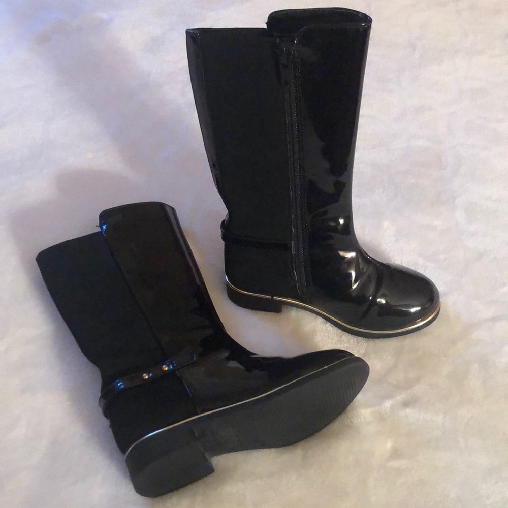 Children’s Place patent black zip up riding boots